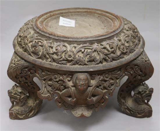 A Burmese carved wood stand height 21cm